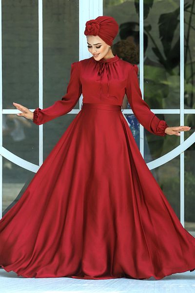 Neva Style Rochie de seara Hijab - Maneca cu balon Rochie de seara Hijab Rosie 25130br