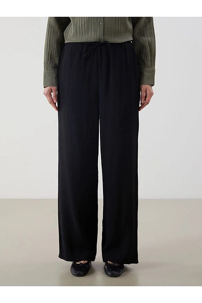 LC Waikiki Γυναικείο παντελόνι LCW Modest μαύρο ελαστικό μέσης με υφή