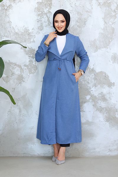 Neva Style Șapcă Hijab albastru indigo cu buzunare 11341ım