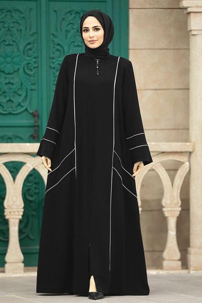 Neva Style Hijab Ecru cu fermoar Rabia Crep Ferace 35162e