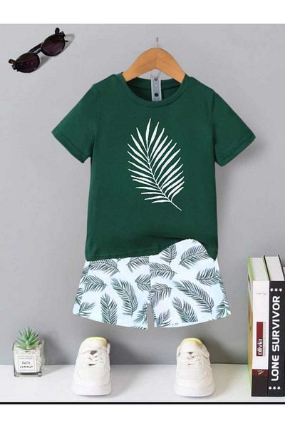 DOCE ELEGANTE Costum pentru copii de vară cu imprimeu palmier