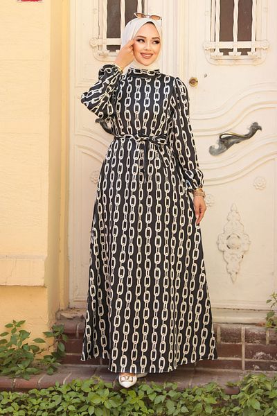 Neva Style Rochie Hijab cu model negru - 23422S