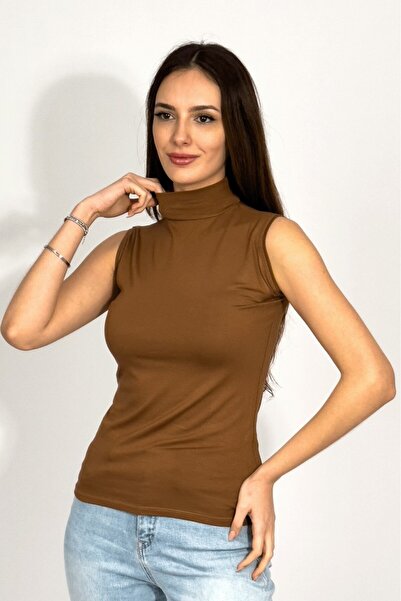 Betimoda Дамски боди с нулев ръкав и половин яка, 1 част, кафяво