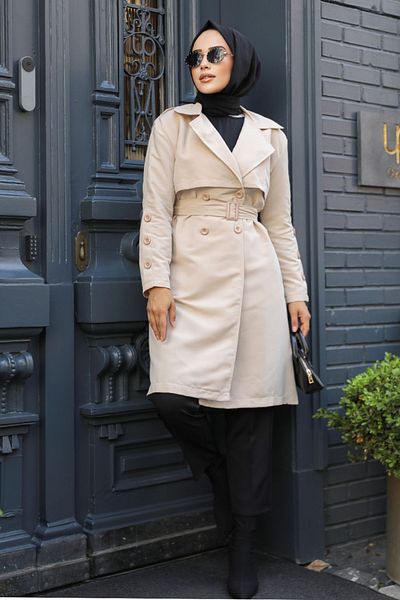 Neva Style Trenci Hijab Bej - Curea, Model 61171BEJ