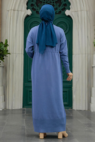 Neva Style Rochie mercerizată Hijab albastru indigo 10158ım