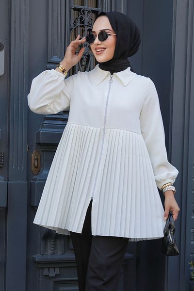 Neva Style غطاء حجاب أبيض مطوي - 12171B