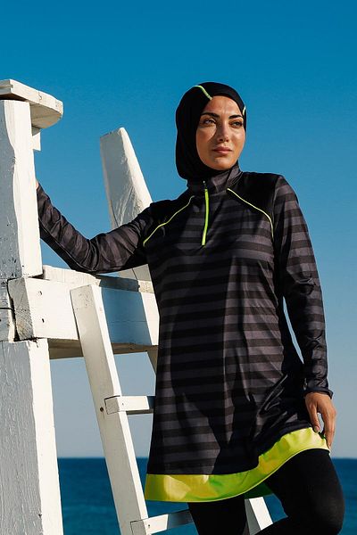 Neva Style Performance Series Smoked Full Covered Hijab Swimsuit M2232FU