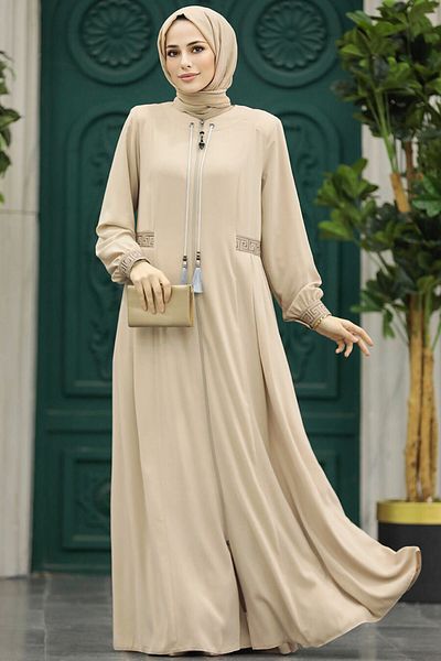Neva Style Hijab Bej Ferace cu detaliu de pile 45271bej