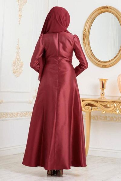 Neva Style Taffeta Burgundy Hijab Evening Dress 3755Br
