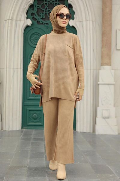 Neva Style Μπισκότα Hijab Knitwear Διπλό Σετ 34060bs