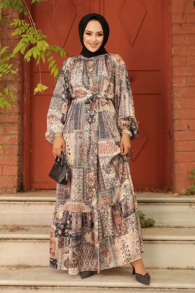 Neva Style Φόρεμα Hijab με σχέδιο βιζόν - 23155V