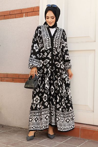 Neva Style Rochie Hijab cu model alb - 23453B