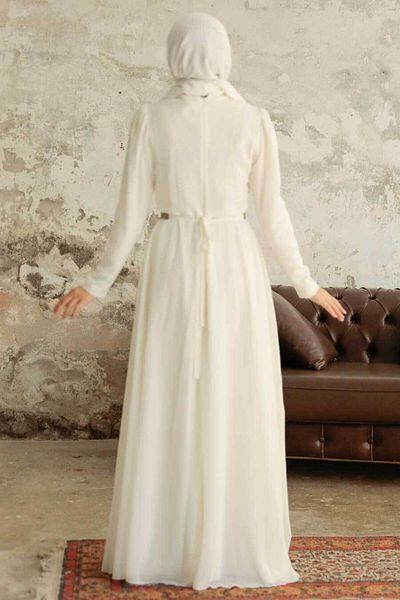 Neva Style ثنيات فستان سهرة إكرو حجاب مفصل 5737e