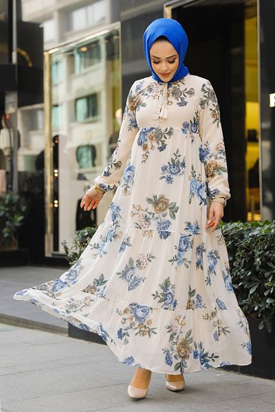 Neva Style فستان حجاب منقوش بالأزهار 22052TAS