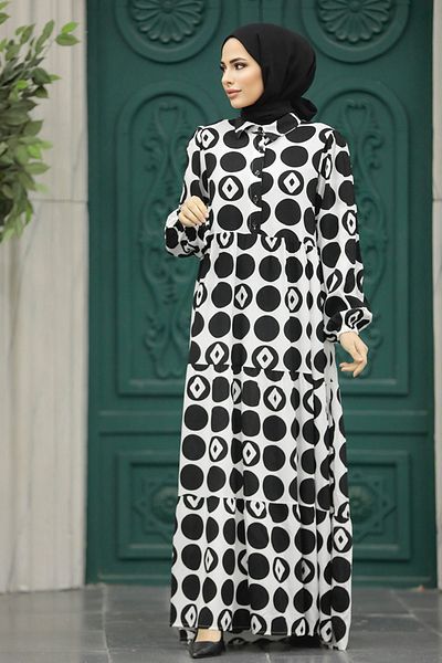 Neva Style Μαύρο χιτζάμπ με σχέδιο 89741s