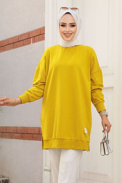Neva Style تونيك حجاب أخضر زيتي - 30644YY