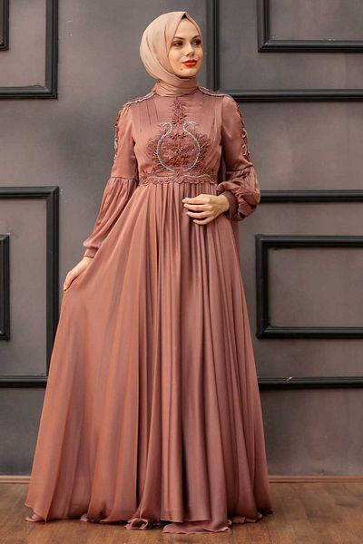 Neva Style Cape Copper Hijab Evening Dress 2212Bkr