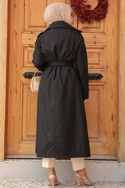 Neva Style Trenci negru cu nasturi 5949s