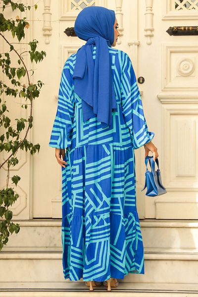 Neva Style فستان حجاب بنمط فيروزي - 23583TR