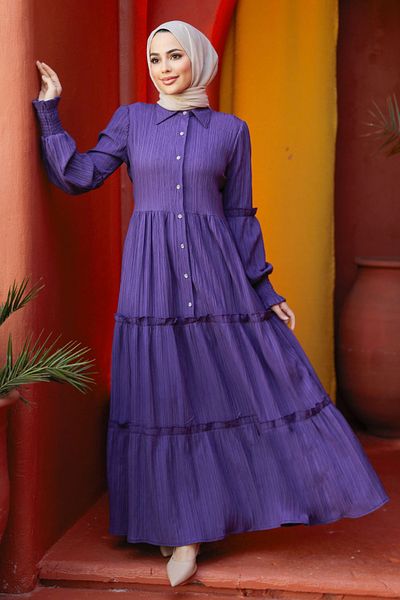 Neva Style Rochie mov Hijab - 4421MOR