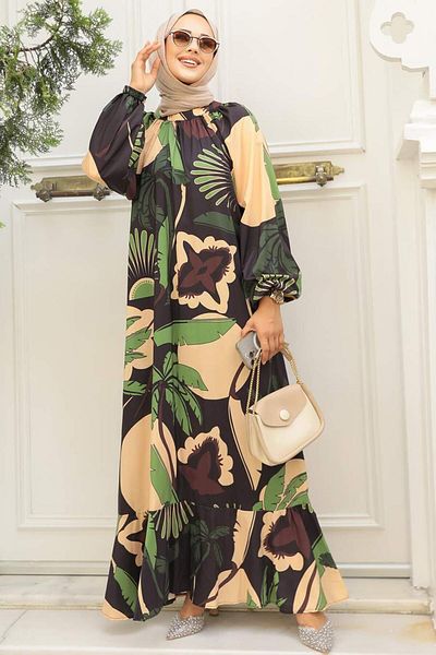 Neva Style Rochie hijab verde cu model 34610y