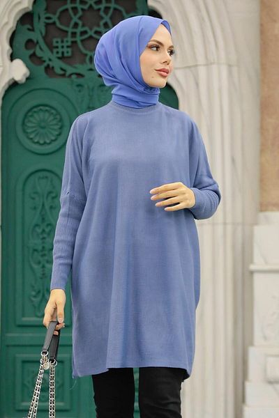Neva Style النيلي الأزرق الحجاب تريكو المعطف 3399ım