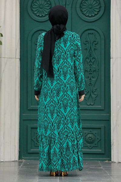 Neva Style Φόρεμα με μοτίβο πράσινο Hijab 2297cy