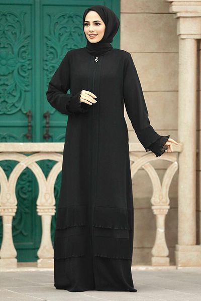 Neva Style كشكش مفصلة الحجاب الأسود Ferace 34601s