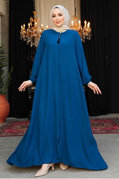 Neva Style حجاب أزرق نيلي بسحاب Ferace 26301IM