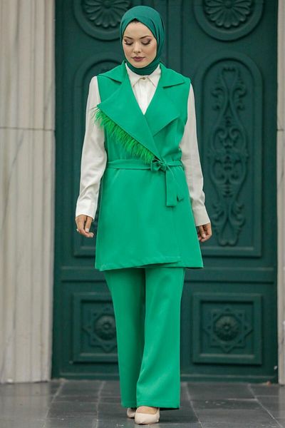 Neva Style سترة حجاب مضاءة طقم مزدوج 5916y