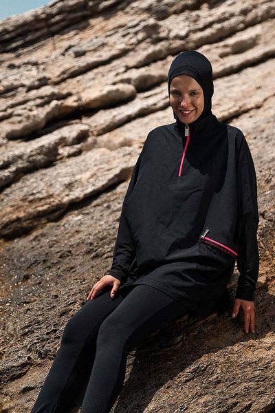 Neva Style Parachute Black Mesh Pocket Full Covered Hijab Swimsuit M2275S