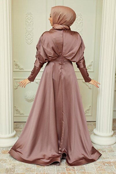 Neva Style Copper Satin Hijab Evening Dress 22470Bkr