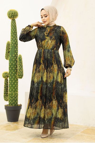 Neva Style Rochie hijab kaki cu model 76871hk