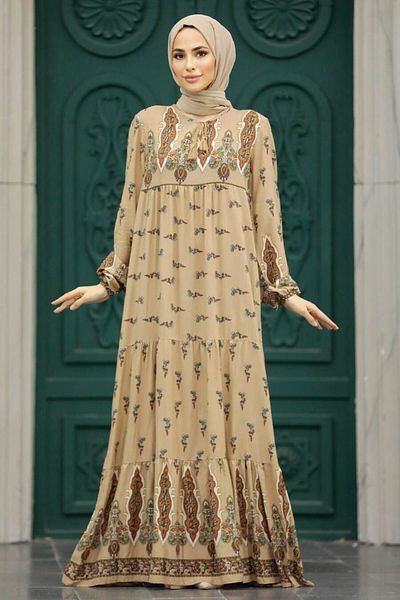 Neva Style Rochie hijab din nurcă cu model 50092v