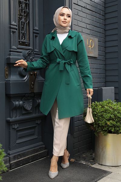 Neva Style Șapcă Hijab cu centură verde - 72131Y