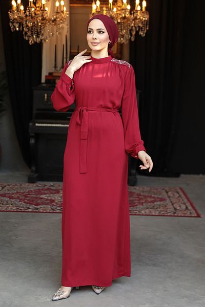 Neva Style Rochie Hijab Rosie - Detaliu margele, Model 25681K
