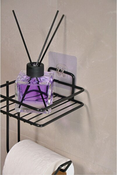 METALAY حامل ورق التواليت اللاصق حامل ورق التواليت المعدني الأسود