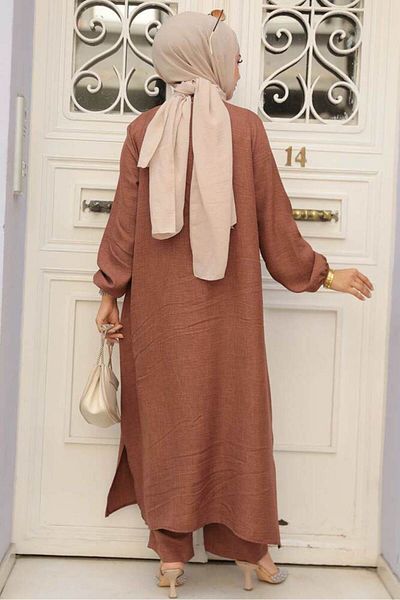 Neva Style Set dublu hijab maro - cu nasturi, 19017KH