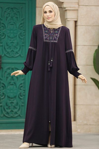 Neva Style - Hijab cu fermoar prune 41562mu