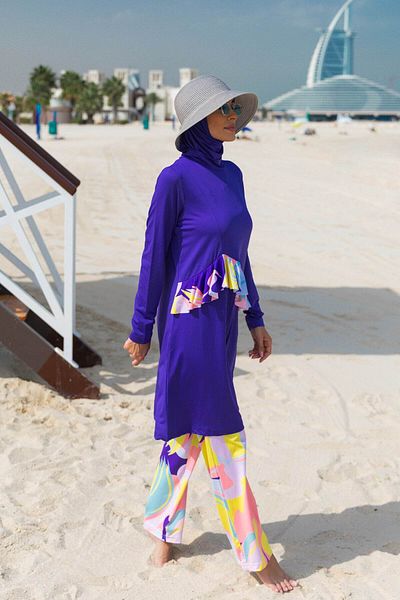 Neva Style Floral Purple Full Covered Hijab Swimsuit M2321PURPLE