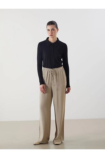 LC Waikiki Γυναικείο παντελόνι LCW Modest Beige με ελαστική μέση