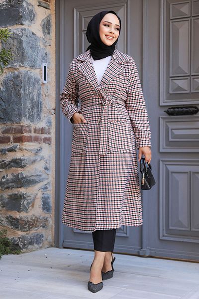 Neva Style Căciulă Hijab din gresie cu model picior de găină 5956krmt