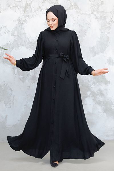 Neva Style حجاب أسود بأزرار Ferace 45277S