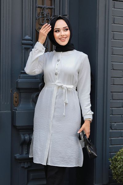 Neva Style Tunica Hijab Alba - Cu Nasturi, Model 658B