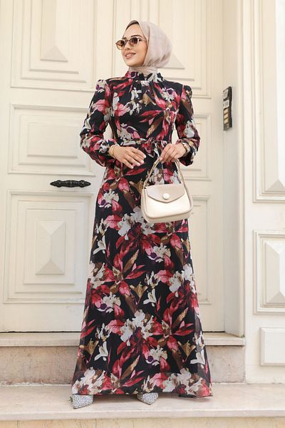 Neva Style - Rochie Hijab Rosie cu Motiv Floral 27941k