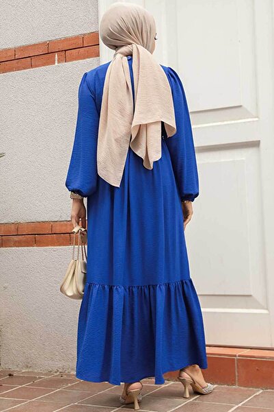 Neva Style Sax Blue Hijab Φόρεμα - Λεπτομέρεια βολάν, Μοντέλο 6731SX