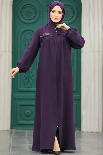 Neva Style - Hijab cu fermoar Plum Ferace 10533mu
