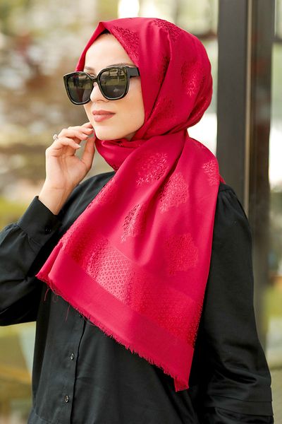 Neva Style - Şal roşu Claret cu model 7531br