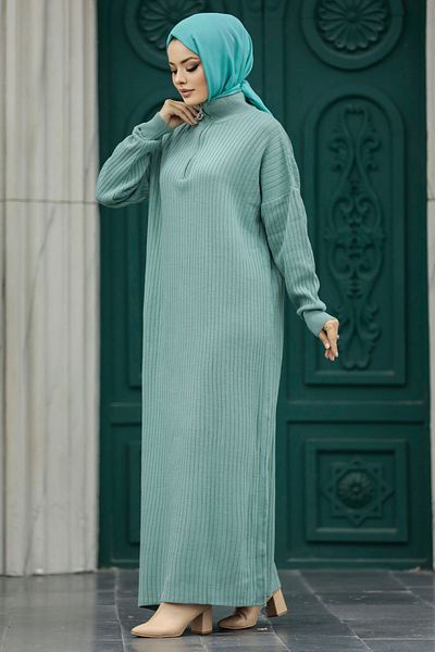 Neva Style Mint Hijab Knitwear Dress 34310Mint