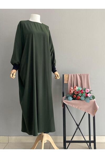 bassell Mısır Medine Ipeği Yarasa Kol Ferace Eslem Elbise